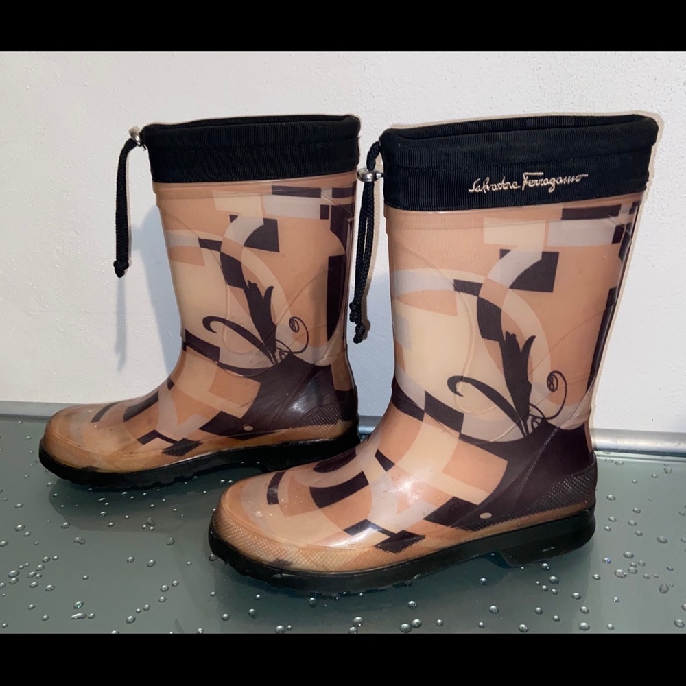 Salvatore Ferragamo Mid Calf Rubber Rain Boots 7